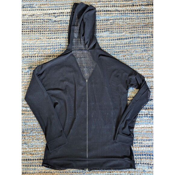 Sheer Black Hoodie 6 Silver Zipper L/S Full Zip Y2K Baddie Mesh Cyber Grunge - Picture 5 of 5